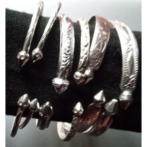 Vintage Sterling silver West Indian Jamaican Bangles bracelets 102 Grams